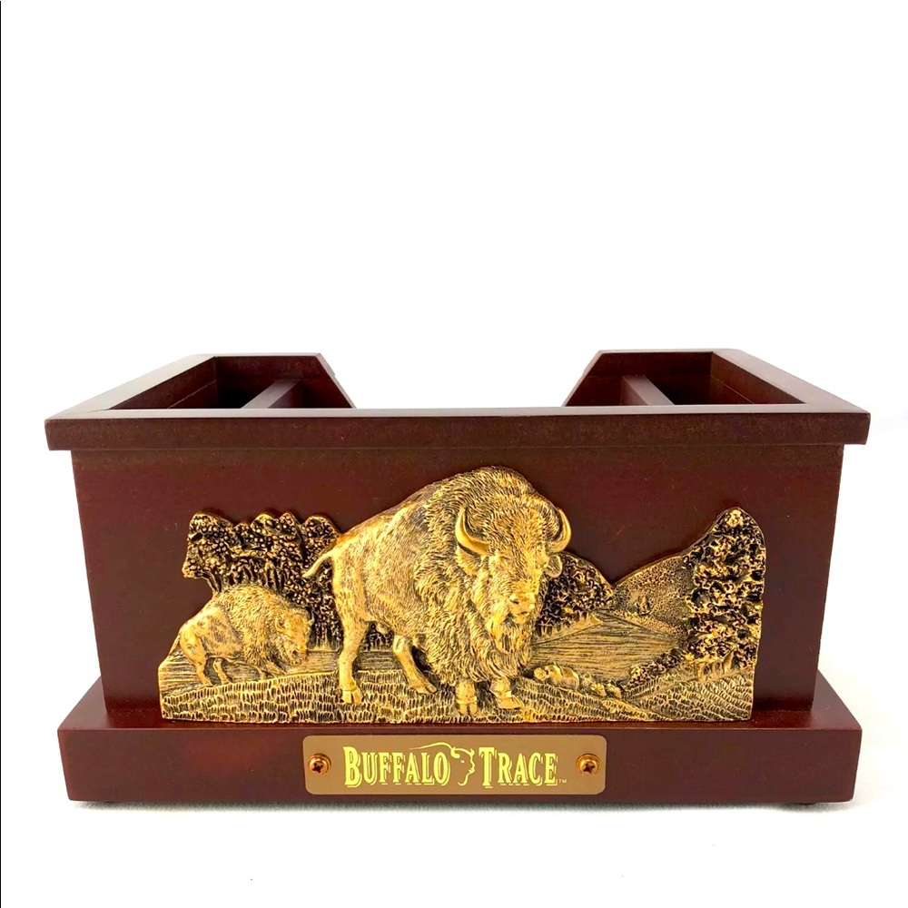 Buffalo Trace Whiskey Napkin Caddy Advertising Bar Back Straw Holder